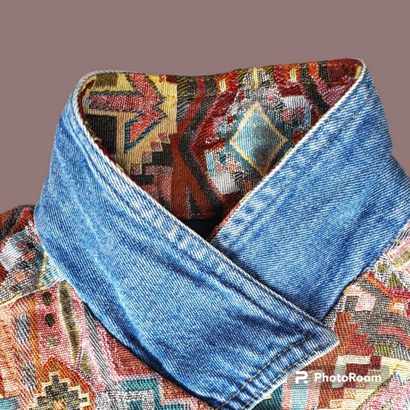Vtg 90s Carole Little Southwestern Oversized Tapestry Shacket Jacket - Picture 8 of 10